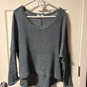 tokyo Darling Blue Ribbed Knit Pullover Sweater